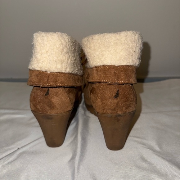 Women's Tan Wedge Ankle Boots - Picture 3 of 6